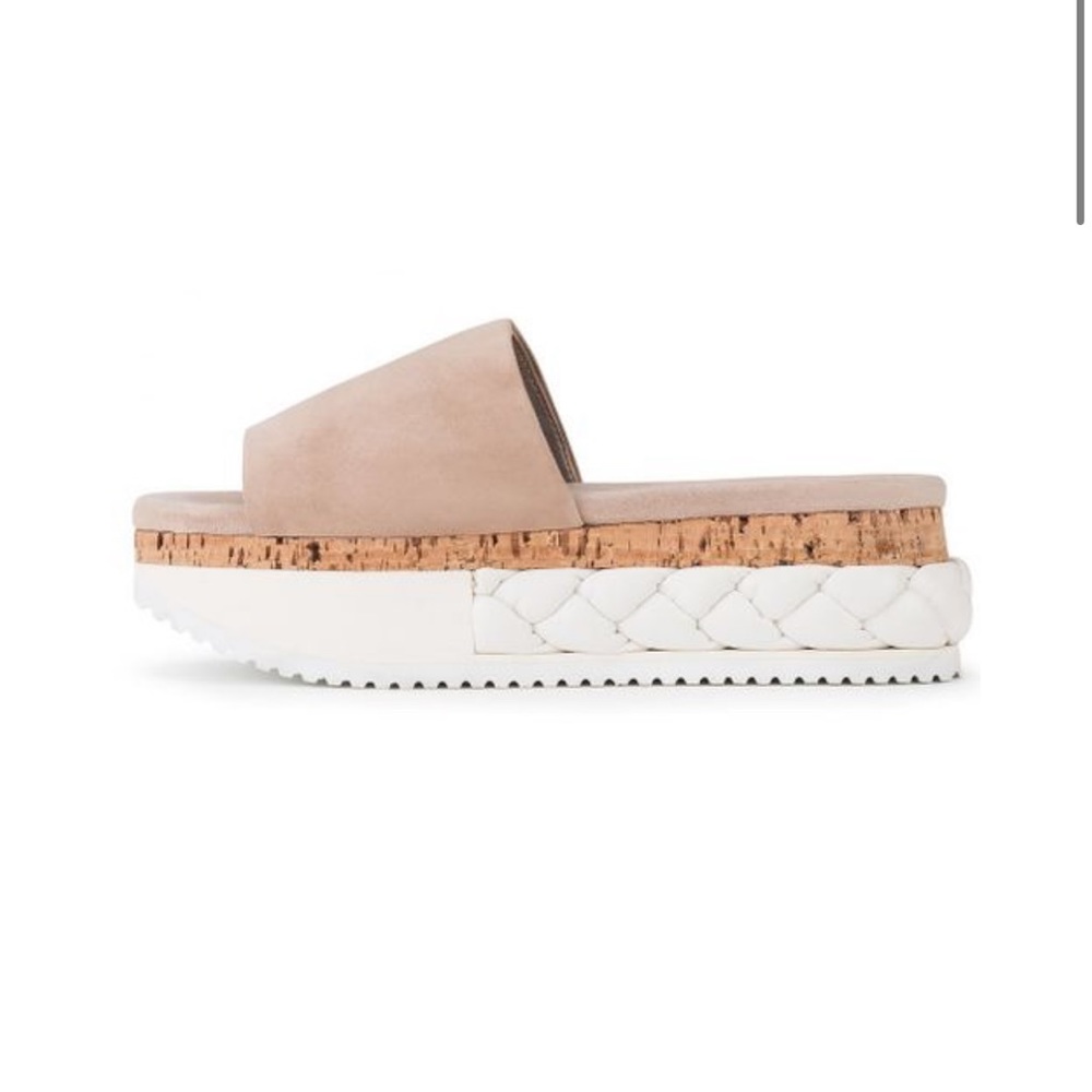 AGL D642006 Slider Beige/White Braided Platform Sandal Size 40 1/2 or 7.5 - 8